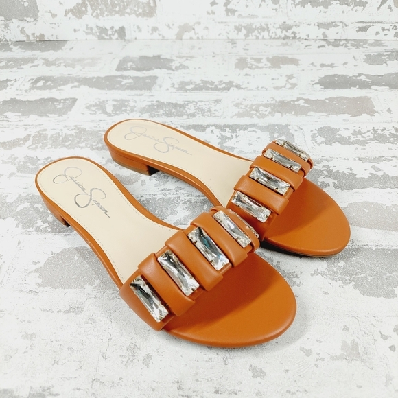 New Jessica Simpson Amille Ginger Faux Leather Slip On Sandals W277 - Picture 4 of 11